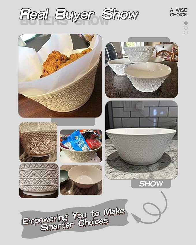 Yeacccng Deep Soup Bowls Set of 4, 58oz Large Cereal Bowls, Large Soup Bowl - Image 12