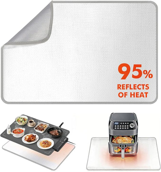Heat Resistant Mat for Food Warming Mats 23×15.4 in, Heat Resistant Mats for Countertop Reflects 95% of Heat, Waterproof and Oilproof Hot Pad for Air Fryer, Coffee Maker, Oven