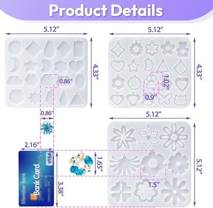 HeyClear Resin Earring Molds，Jewelry Silicone molds 3PCS - Image 2