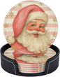 Pink Christmas Santa Claus Striped Coasters by KiuLoam
