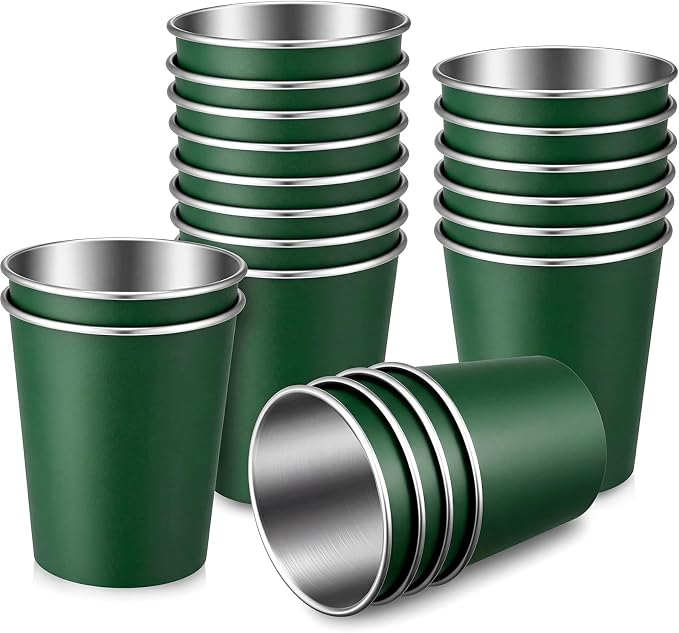 Mimorou 20 Pack 12 oz Stainless Steel Pint Cups Metal Cups Unbreakable Drinking by Mimorou
