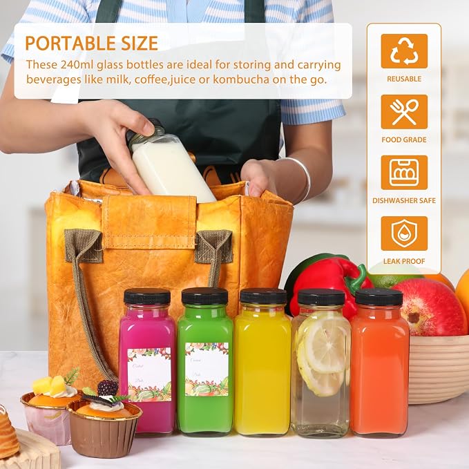 AuroTrends 8 oz Glass Juicing Bottles 6-Pack - Image 3