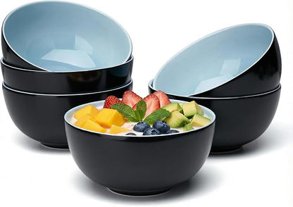 Sweese Porcelain Bowls Set of 6, 20oz Lightweight Round Cereal Bowls Set by Sweese