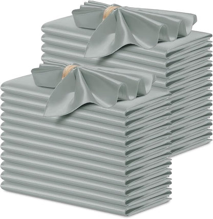 P Pothuiny 24 Pcs Silver Satin Napkins 17 x 17 Inch, Satin Cloth Napkins | by P+Pothuiny