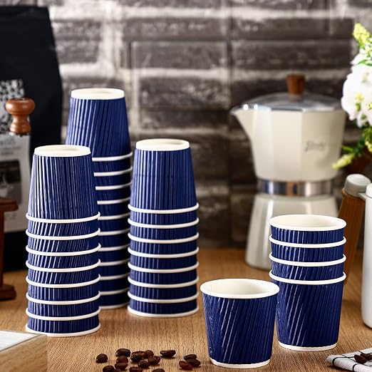 Yaomiao 200 x Disposable Espresso Cups, 4 oz, Corrugated Paper, Heat Resistant - Image 4