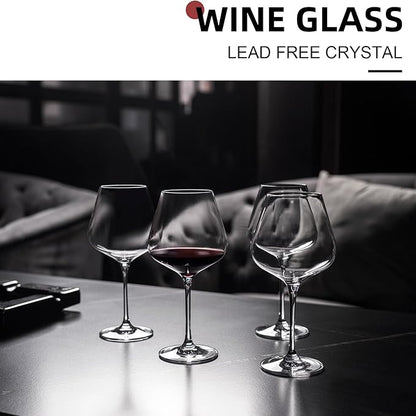 Red Wine Glasses Set of 4, Hand Blown Italian Style Crystal Burgundy Wine Glasses, Lead-Free Premium Clear Glass [23 oz/650ml，4 Pack ]
