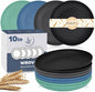 Unbreakable Dinner Plate Sets for 8-10 Inch Reusable Wheat Straw Plates by WROVA