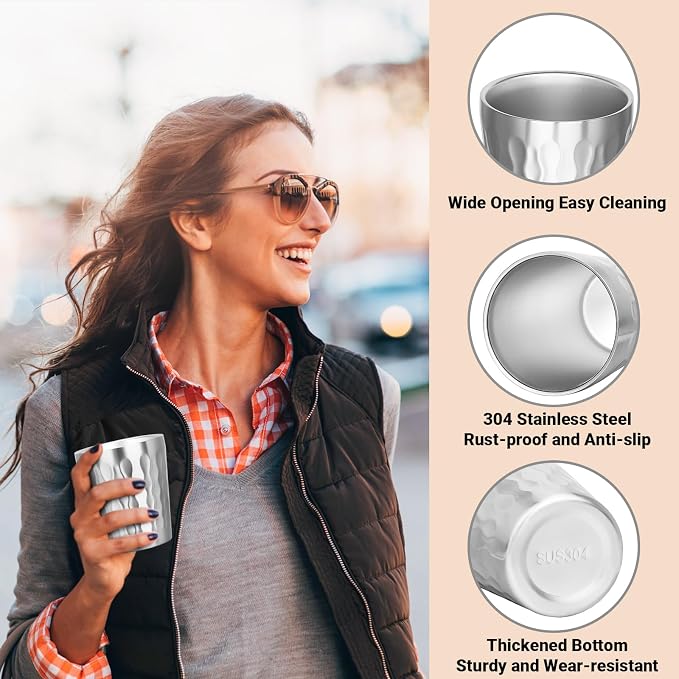 Stainless Cups, 10 oz Insulated Tumbler, 4 Pack Double Wall Unbreakable - Image 4