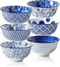 Ceramic Dessert Bowls Set - Small 12 Oz Cereal Bowls - 4.75 Inch Ice Cream Bowls for Fruit, Snack, Side Dishes, Dipping Sauce - Microwave Dishwasher Safe - Set of 6 - Vintage Blue