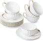 BTaT- Cappuccino Cups with Saucers 7 oz, Dishwasher Safe by BrewToATea