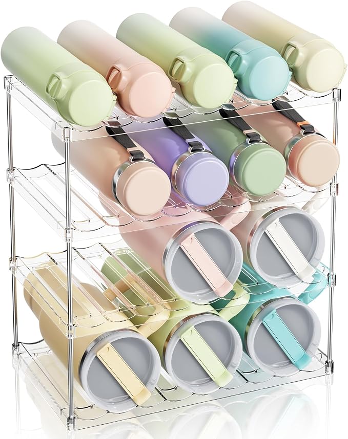 LAMU Stackable Water Bottle Organizer Holder Tumbler Cup Storage Rack | 4 Tier by YourHome-OrganizationHelper