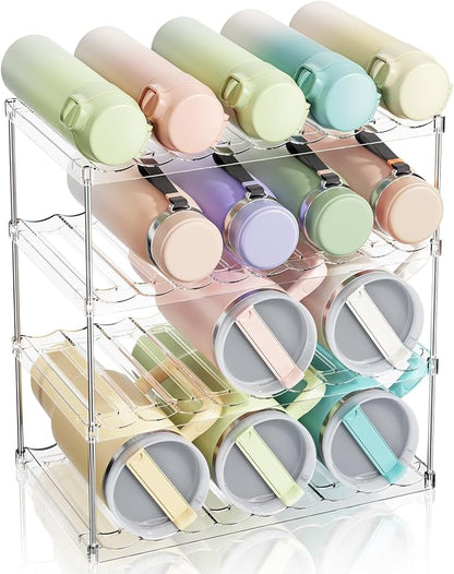 LAMU Stackable Water Bottle Organizer Holder Tumbler Cup Storage Rack | 4 Tier by YourHome-OrganizationHelper