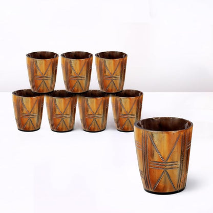 Handicrafts Home Viking Horn Shot Glasses Set of 8, Handmade Natural Ox Horn by HandicraftsHome