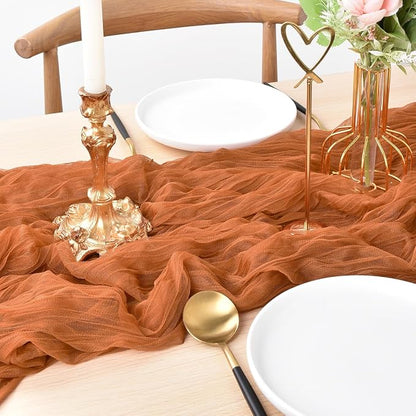 Rust Cheesecloth Table Runner Cheese Cloth Wedding Birthday Party Decor | 10Ft - Image 2