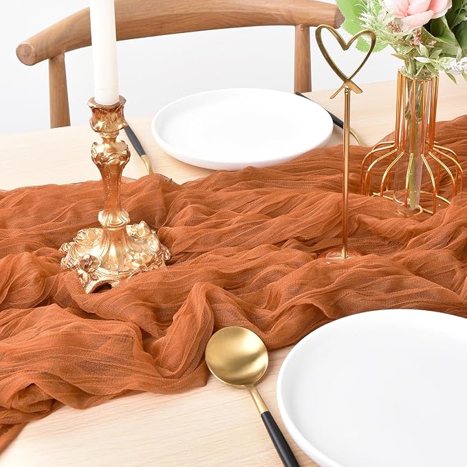 Rust Cheesecloth Table Runner Cheese Cloth Wedding Birthday Party Decor | 10Ft - Image 2