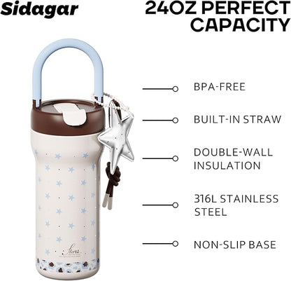 24 oz Insulated Tumbler Ceramic Stainless Steel Water Bottle, Leak Proof - Image 2