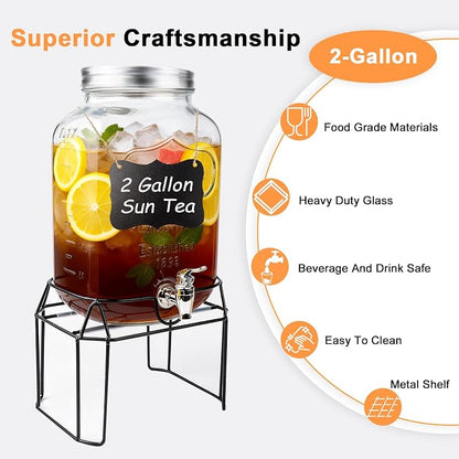 2 Gallon Glass Drink Dispensers - Image 3