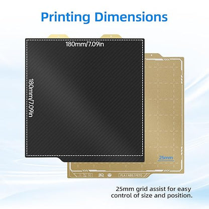 BIQU Double Sided Build Plate 184x184mm, Smooth PET+Texture PEI Surface Flexible Sheet Removable Platform Spring Steel Plate Print Bed Compatible with Bambu-Lab A1 Mini 3D Printer