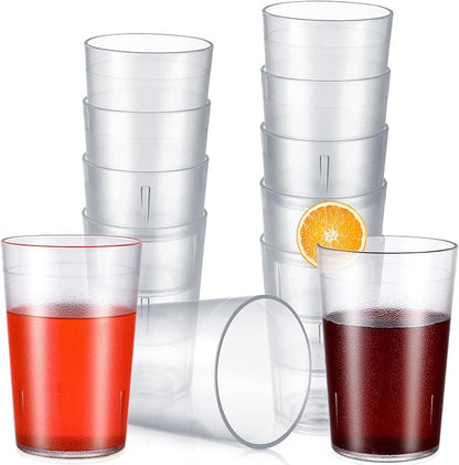 Meanplan 12 Pack Plastic Reusable Drinking Glasses Restaurant Grade 8 oz by Meanplan