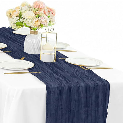 Navy Blue 10FT Cheesecloth Table Runner Gauze Fabric Runner by Sunnyline