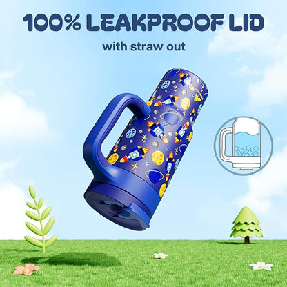 24 oz Stainless Steel Tumbler for Children: Durable Handle, Straw Gulp Lid - Image 3