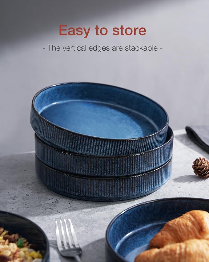 famiware Star 8.25" Pasta Bowls Set of 6, Bowl Plates, Nebulas Blue | Microwave - Image 5