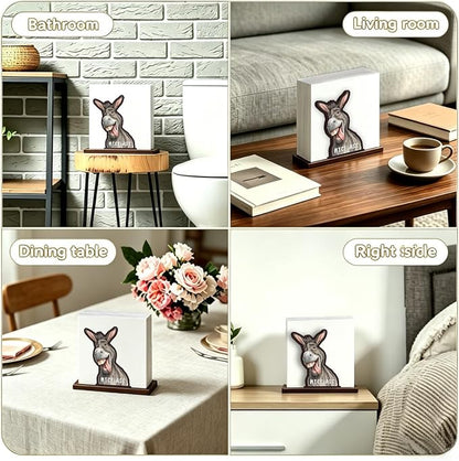 Funny Donkey Napkin Holder for Table, Cute Farmhouse Donkey Nice Ass Wooden - Image 4