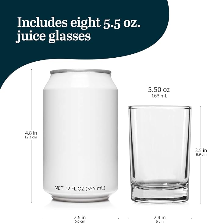 Libbey Fruit Juice Glasses, Heavy Base Glass Drinking Glasses Set of 8 - Image 3
