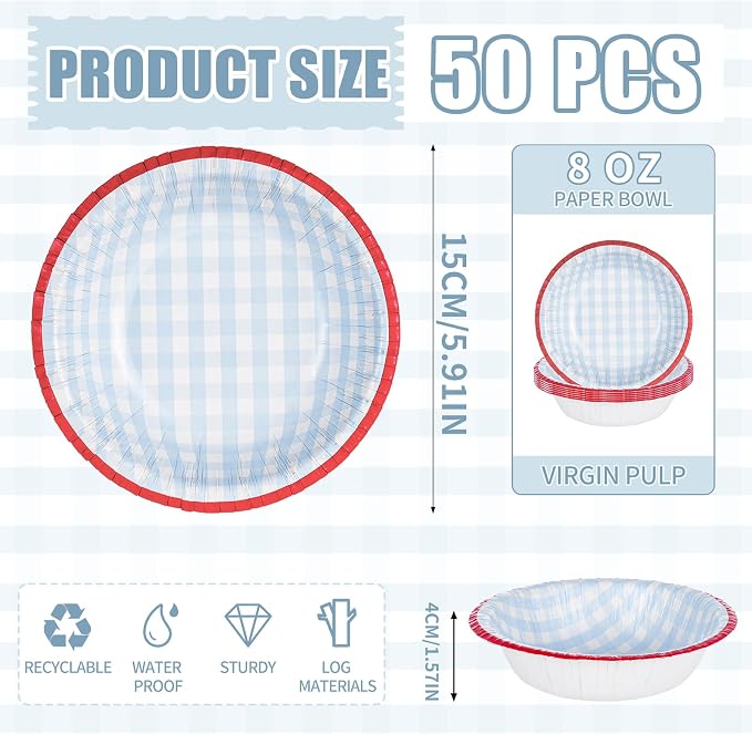 50 Pack Small Paper Bowls, 8 Oz Disposable Soup Bowl, Soak Proof, Microwave - Image 2
