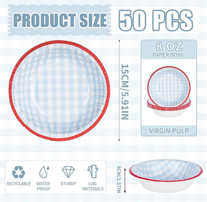 50 Pack Small Paper Bowls, 8 Oz Disposable Soup Bowl, Soak Proof, Microwave - Image 2