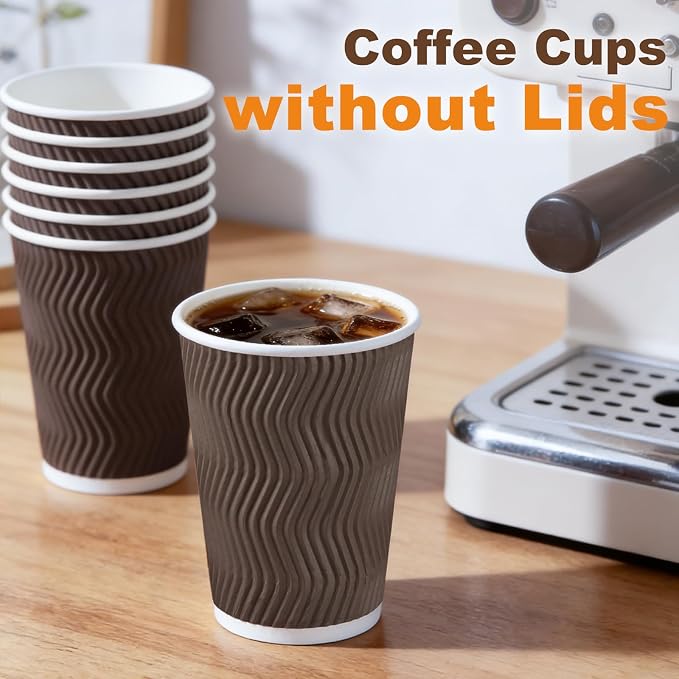 BYSNOW 500 Pack 12 oz Coffee Cups, Insulated Disposable Hot Paper Cups | - Image 4