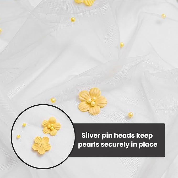 Artoid Mode Yellow Flower Pearl White Gauze Table Runner 10FT 6PC, Seasonal - Image 8