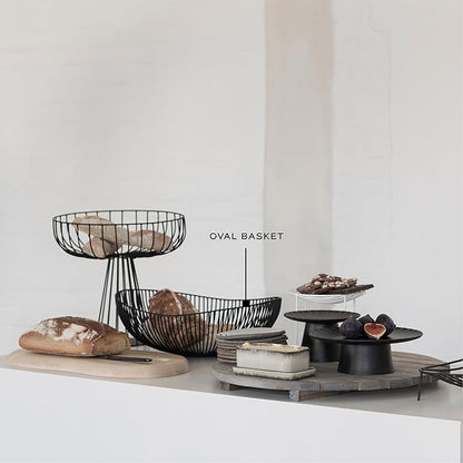 Serax Home Decor Fruit Bowl | Metal sculptures interior accessories by Antonino Sciortino | Oval Black Iron Kitchen Basket | Modern House Decor or Kitchen Storage for Counter and Table