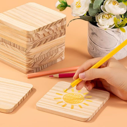46Pcs Unfinished Wood Coasters-4" Unfinished Natural Wood Slices - Image 6