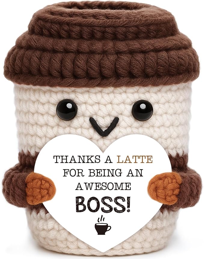 Positive Crochet Coffee Cup Boss Lady Gift, Appreciation Gift by OCCdesign
