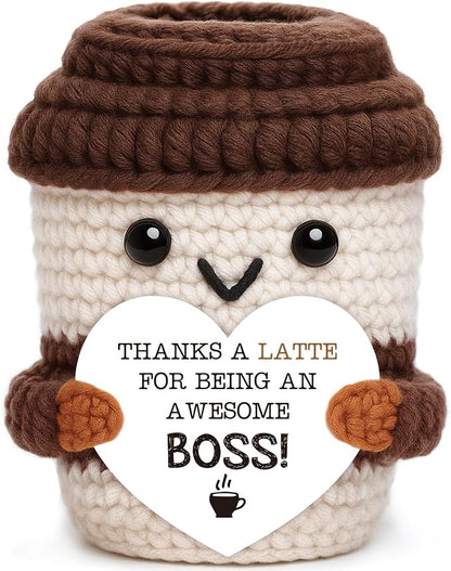 Positive Crochet Coffee Cup Boss Lady Gift, Appreciation Gift by OCCdesign