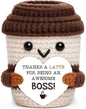 Positive Crochet Coffee Cup Boss Lady Gift, Appreciation Gift by OCCdesign