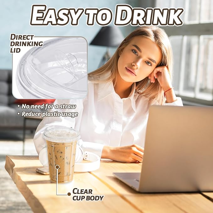 Qinsihwn 20 oz Clear Plastic Cups - Image 4