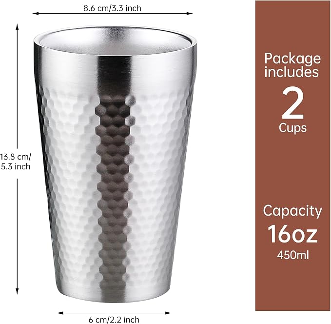 BEFOY Pint Cup - 16oz Double Layer Cup Wall Stainless Steel Unbreakable Hot & - Image 4