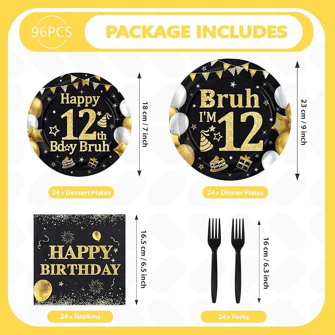 96 Pcs Bruh 12th Birthday Party Decorations - Image 2