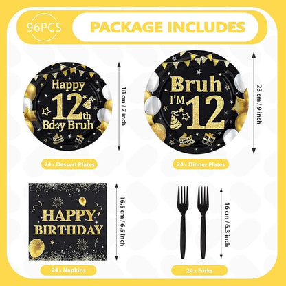96 Pcs Bruh 12th Birthday Party Decorations - Image 2