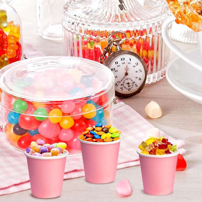 3 oz Small Paper Cups, 50 Pack Bathroom Cups Mouthwash Cups Pink | 3 oz - Image 5