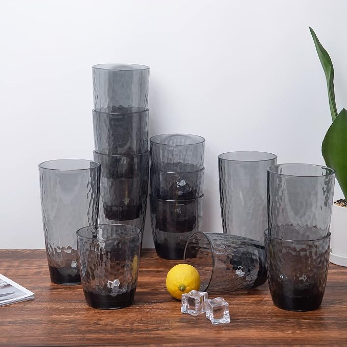 KOXIN-KARLU Hammered 15-ounce and 26-ounce Plastic Tumbler Acrylic Glasses - Image 6