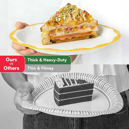 Plates Disposable Heavy Duty 9 Inch, Holiday Paper Plates for Dinner, Heavy Duty Paper Plates for Everyday Breakfast, Lunch, & Dinner Meals, Paper Household Supplies 152PCS