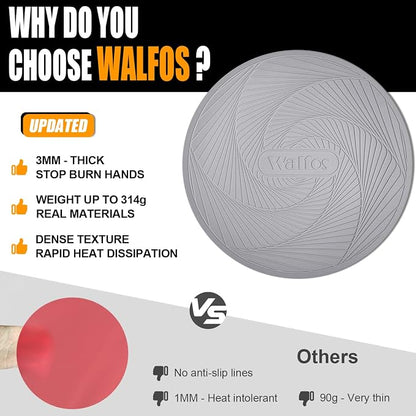 Walfos 12-Inch Silicone Microwave Mat & Pot Holders, Non-Slip Heat Resistant - Image 4
