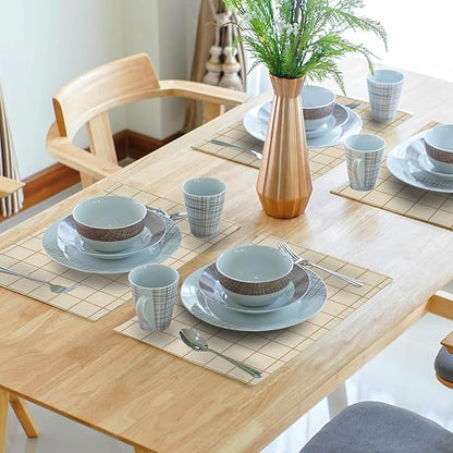 Buffalo Plaid Placemats - Beige Rustic Place Mats Set of 4 Farmhouse Country Table Mats Kitchen Mats 12x18 for Party Dining Table