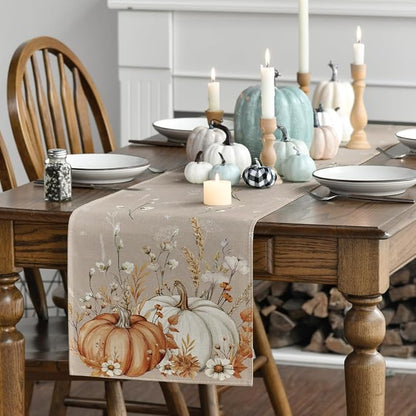 Artoid Mode 210 GSM Fall Table Runner 13x48 Inch Home Party Decor | Pumpkins - Image 3