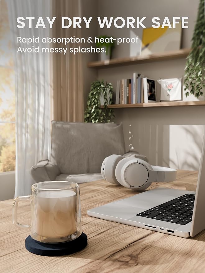 Fluxynara Felt Coasters with Holder, Nordic Slate | Round Felt Coasters - Image 5