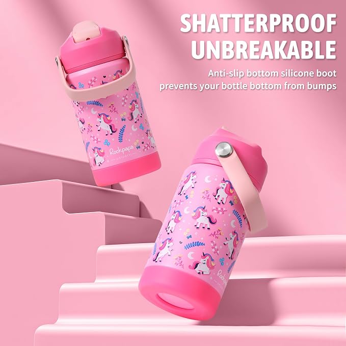 rockpapa 14 oz Kids Insulated Water Bottle，Stainless Steel Toddler Cups - Image 5
