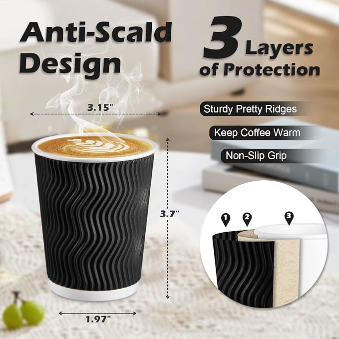 Lamosi 500 Pack Coffee Cups 8 oz, Disposable Paper Coffee Cups No Lids | - Image 2